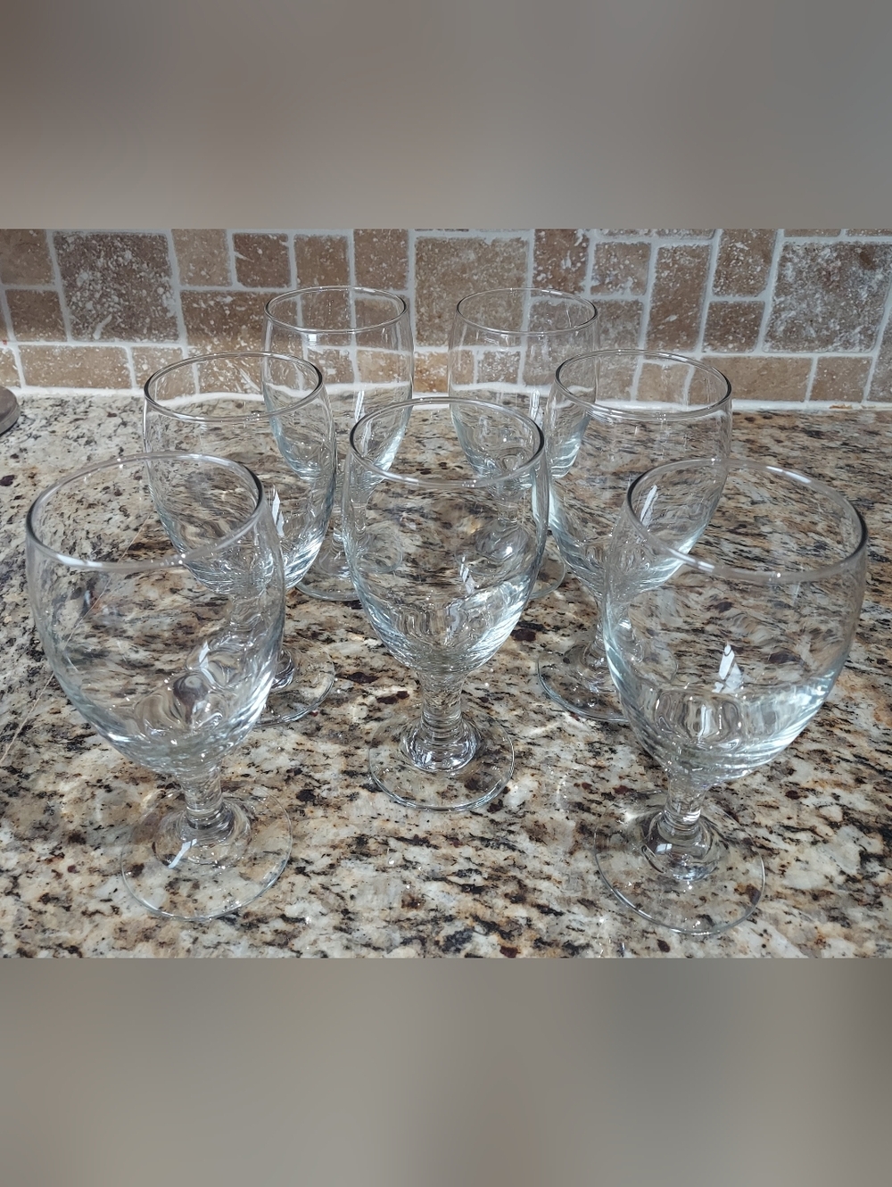 Set Of 7 Clear Glass Goblet Set - Elegant Dining Glassware